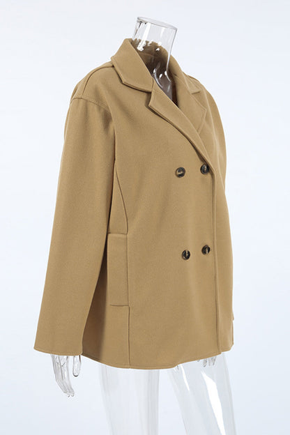 Prendas de abrigo informales de cuello vuelto con botones de color sólido para uso diario