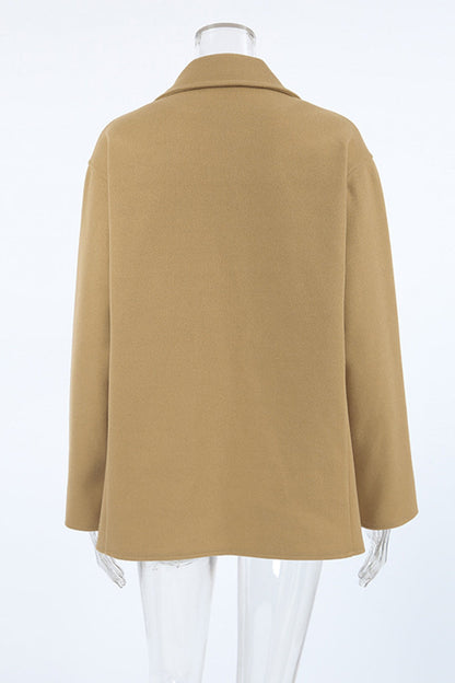 Prendas de abrigo informales de cuello vuelto con botones de color sólido para uso diario