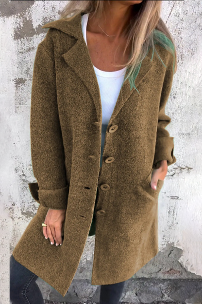 Prendas de abrigo informales de color liso con botones y cuello vuelto (9 colores)