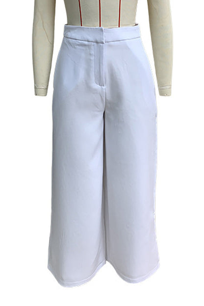 Pantalones casuales de uso diario de color sólido con bolsillos, sueltos, de cintura media, rectos, de color sólido