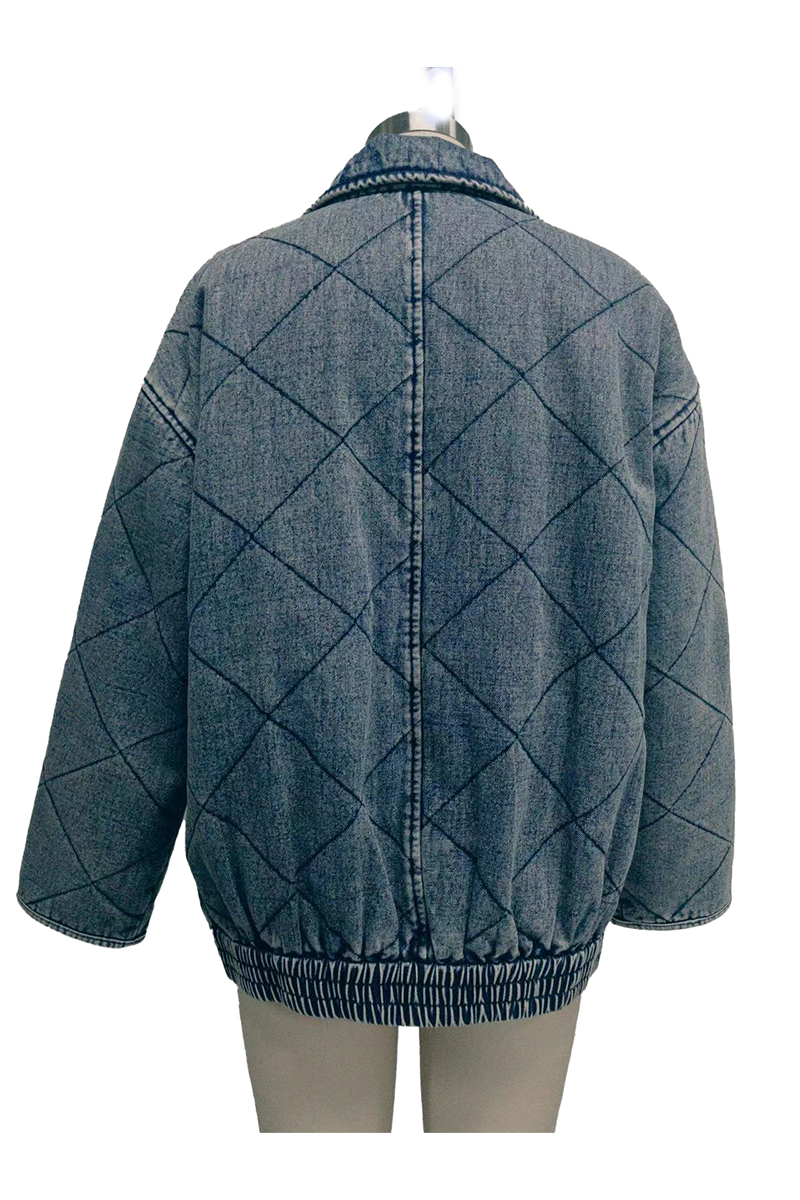 Prenda exterior informal de color sólido con cuello vuelto y cremallera desgastada