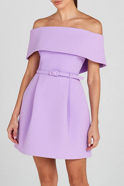 Vestidos sexis de corte A con hombros descubiertos, bolsillos y cordones en color liso (3 colores)