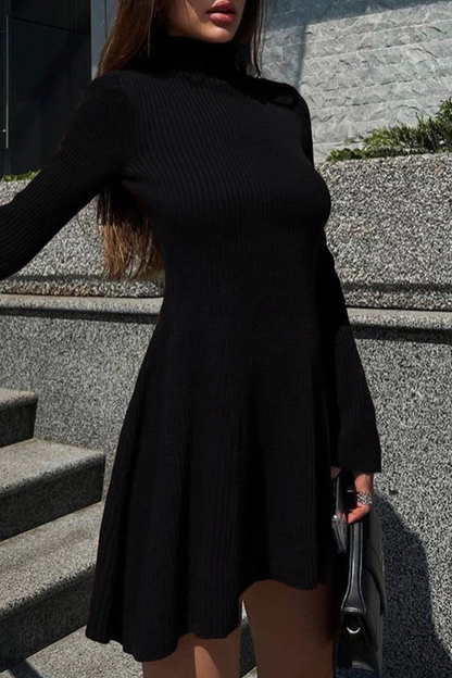 Vestidos sexis de cuello alto de color liso con corte A (5 colores)