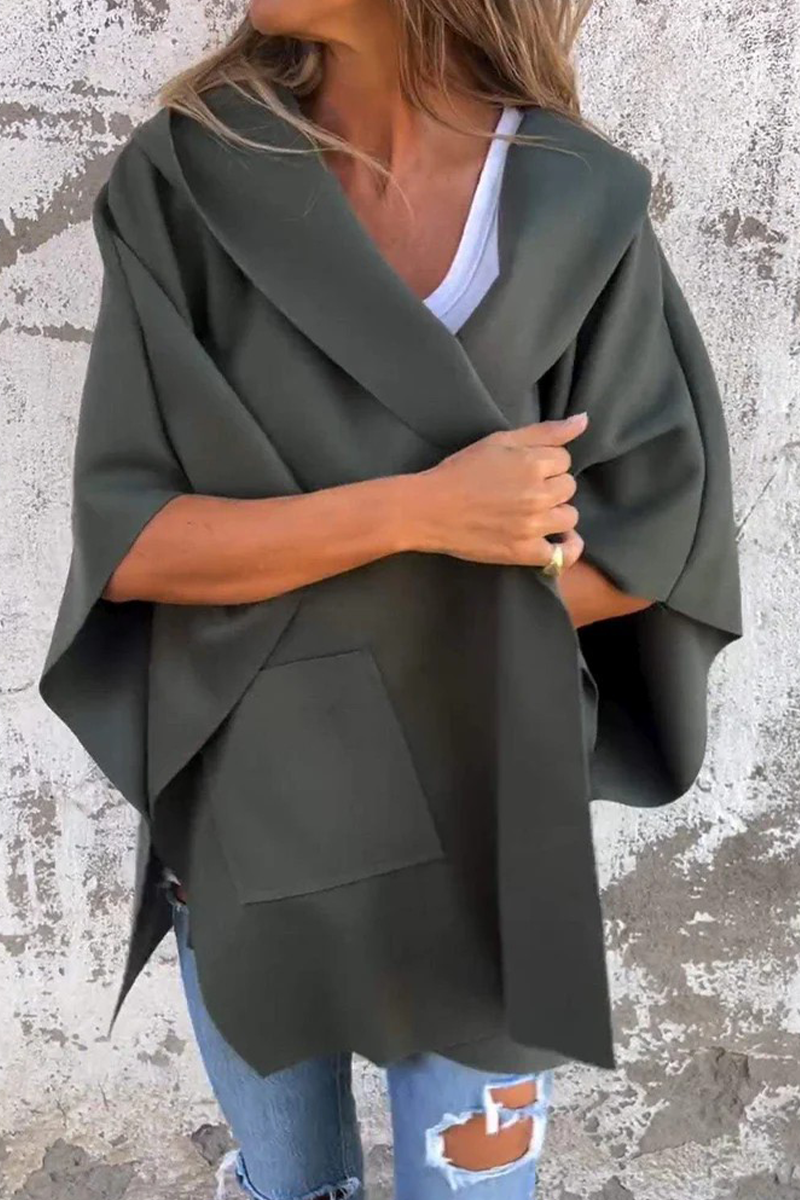 Prendas de abrigo informales de color liso con bolsillos y cuello vuelto (5 colores)
