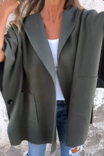 Prendas de abrigo informales de color liso con bolsillos y cuello vuelto (5 colores)