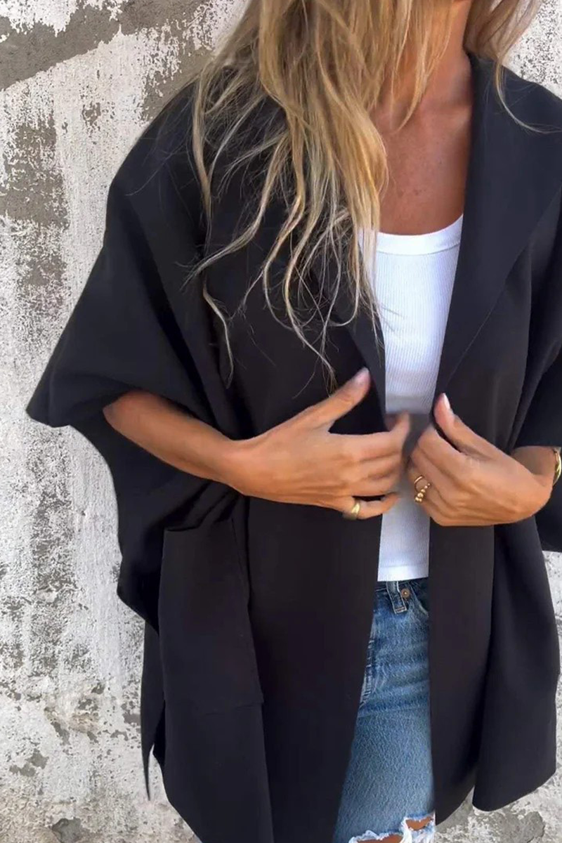 Prendas de abrigo informales de color liso con bolsillos y cuello vuelto (5 colores)