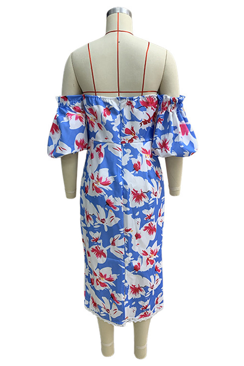 Vestidos sexis con falda cruzada, hombros descubiertos y estampado floral