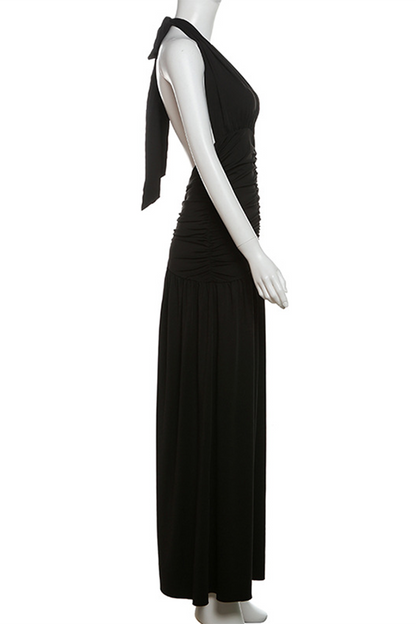 Vestidos sexis sin mangas con cuello halter y abertura en color sólido (3 colores)