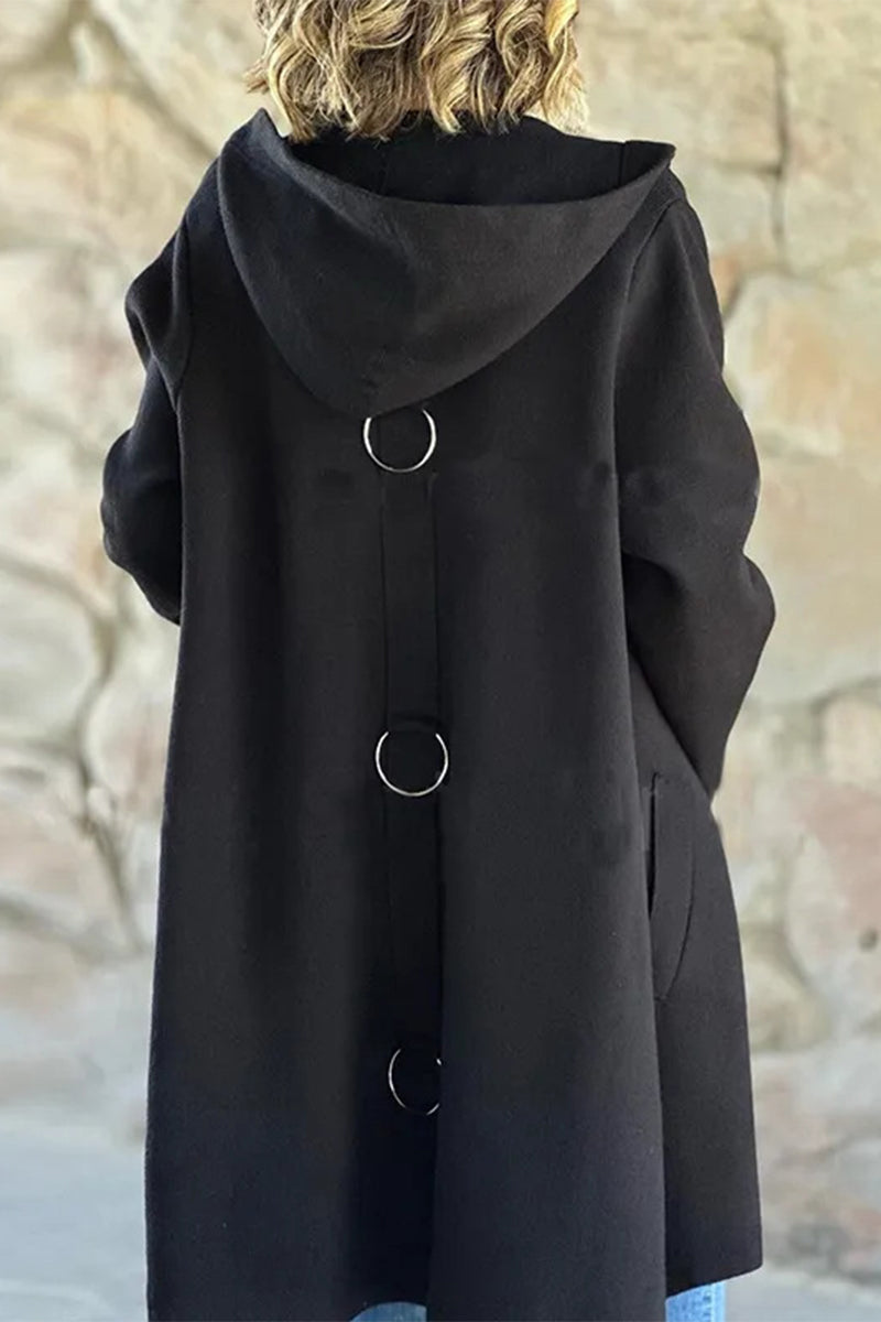 Prendas de abrigo informales con capucha y botones de bolsillo para uso diario (8 colores)