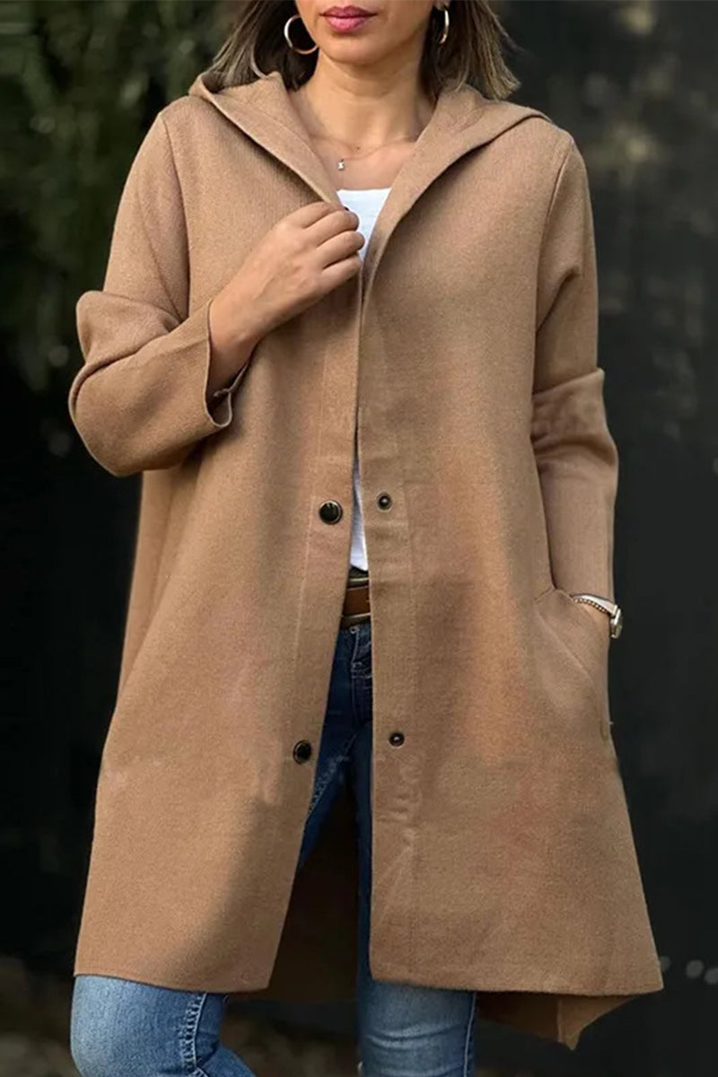 Prendas de abrigo informales con capucha y botones de bolsillo para uso diario (8 colores)