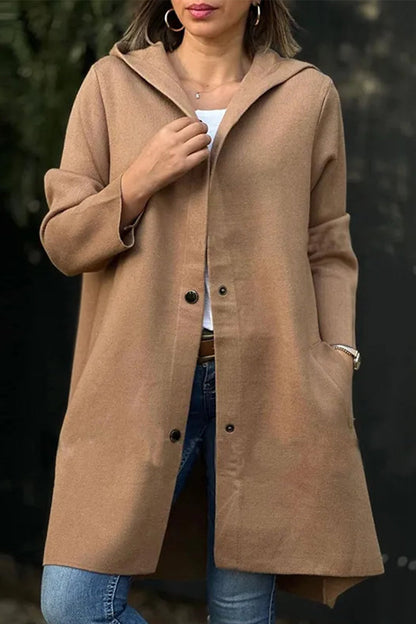 Prendas de abrigo informales con capucha y botones de bolsillo para uso diario (8 colores)