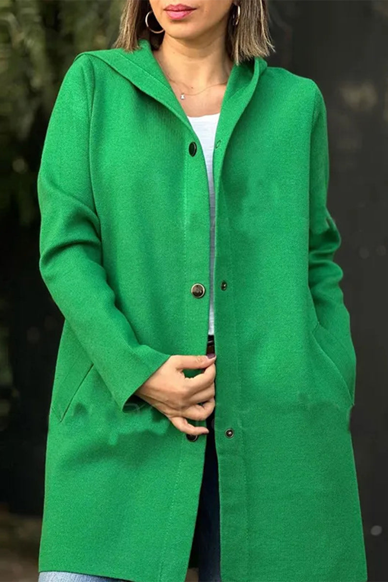 Prendas de abrigo informales con capucha y botones de bolsillo para uso diario (8 colores)