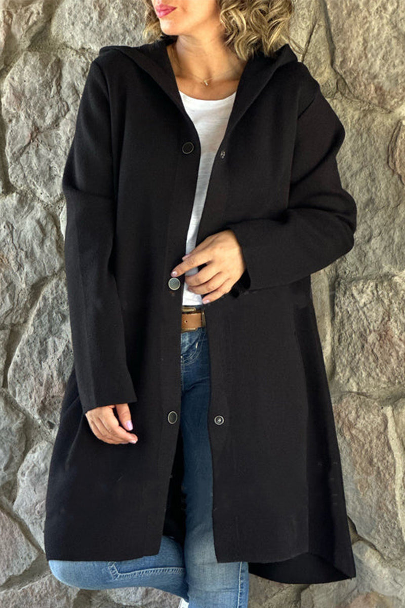 Prendas de abrigo informales con capucha y botones de bolsillo para uso diario (8 colores)