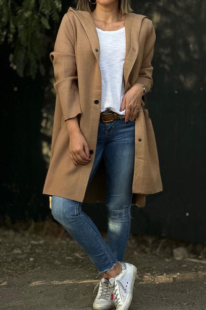 Prendas de abrigo informales con capucha y botones de bolsillo para uso diario (8 colores)