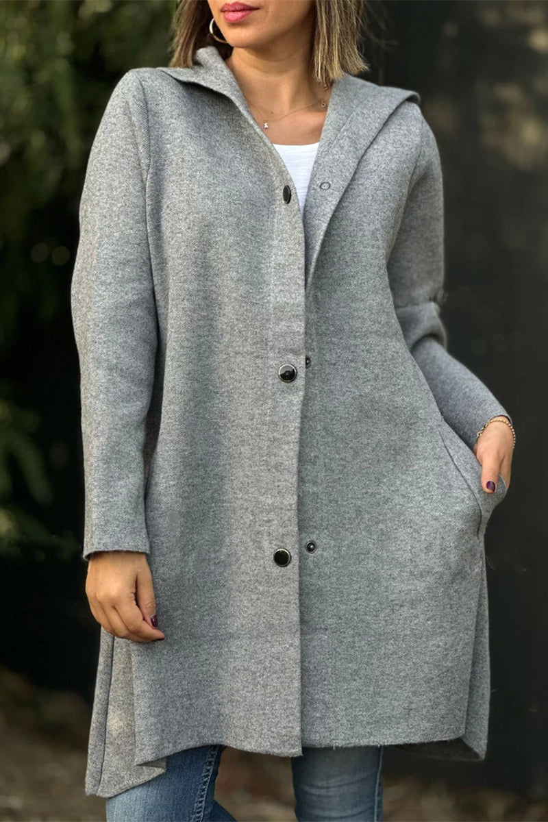 Prendas de abrigo informales con capucha y botones de bolsillo para uso diario (8 colores)