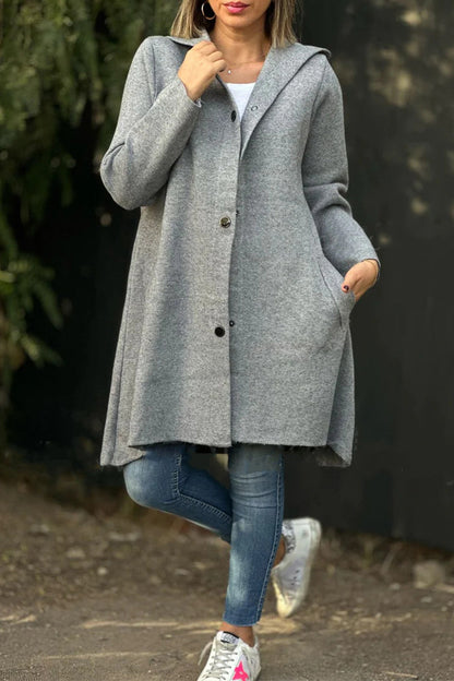 Prendas de abrigo informales con capucha y botones de bolsillo para uso diario (8 colores)