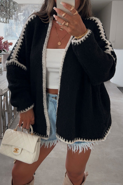 Prendas de abrigo informales de tejido liso con contraste (5 colores)