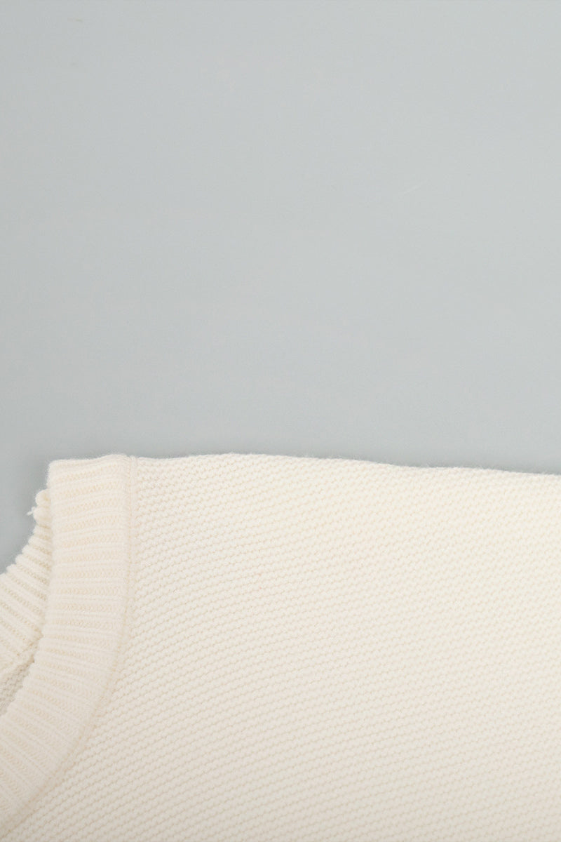 Suéteres casuales de cuello redondo de tejido liso de color diario