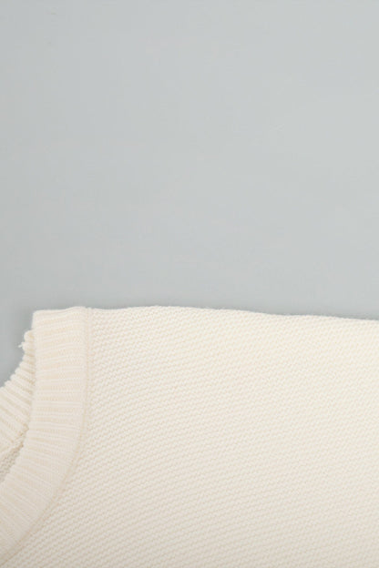 Suéteres casuales de cuello redondo de tejido liso de color diario