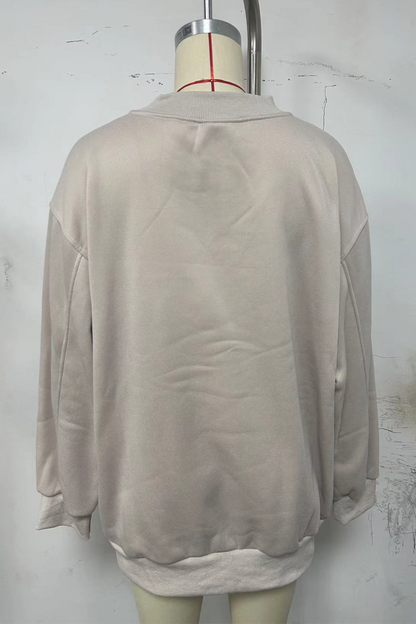 Sudadera informal con cuello en V y patchwork para uso diario