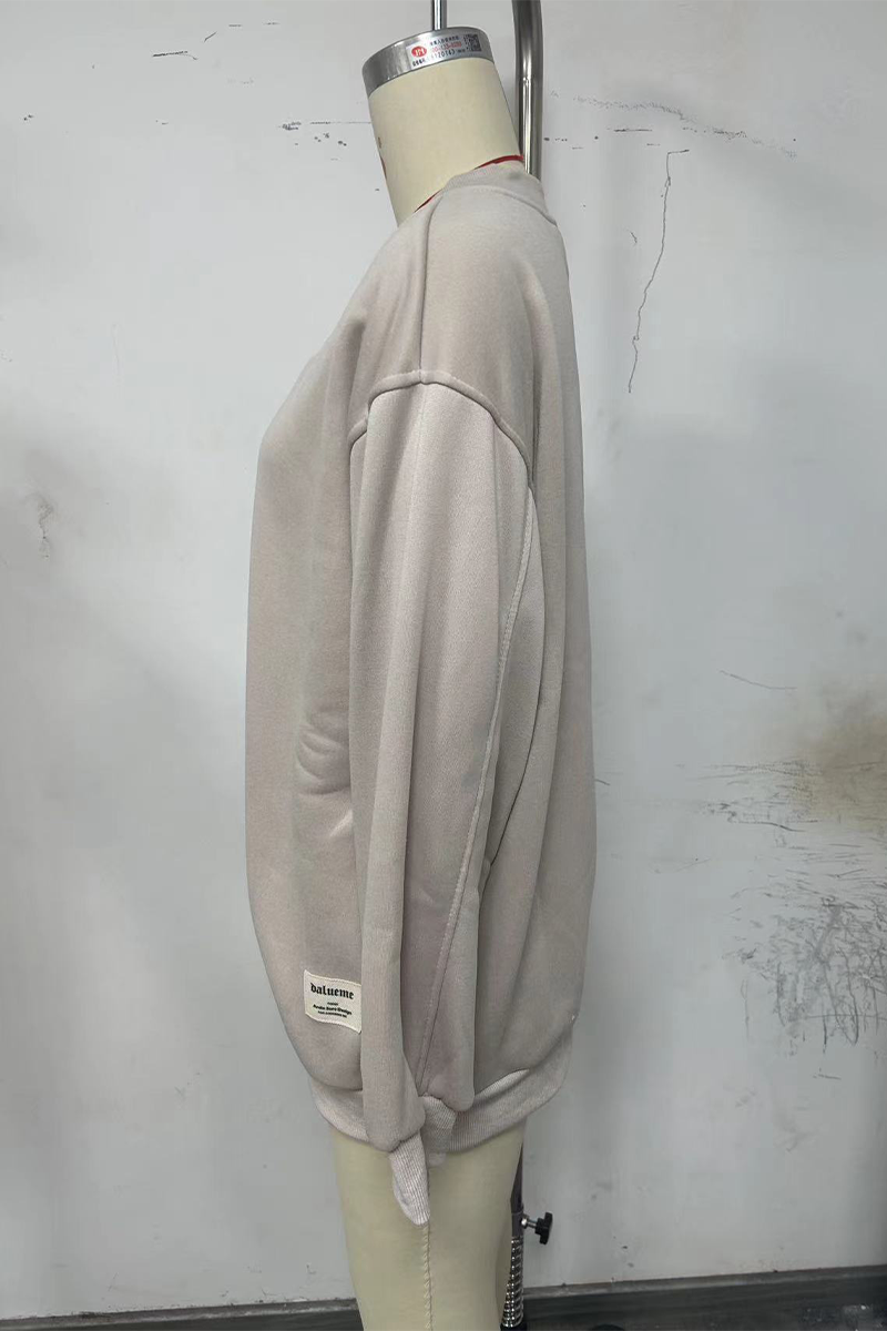 Sudadera informal con cuello en V y patchwork para uso diario