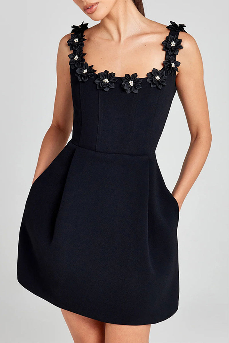 Vestidos de princesa con escote en U y forma de flor con bolsillos sexys (4 colores)