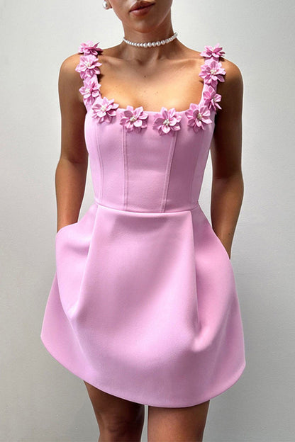 Vestidos de princesa con escote en U y forma de flor con bolsillos sexys (4 colores)