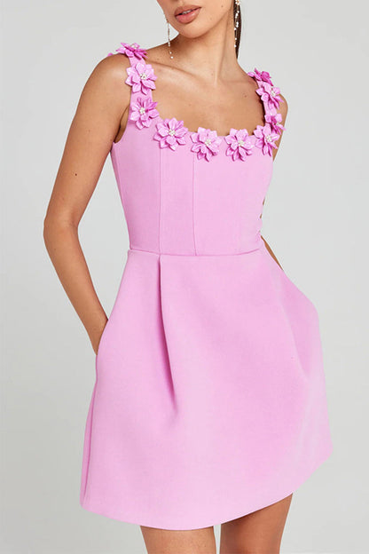 Vestidos de princesa con escote en U y forma de flor con bolsillos sexys (4 colores)