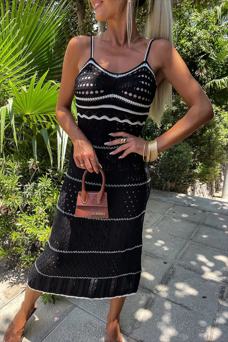 Vestidos sexys con escote en V y tirantes en contraste