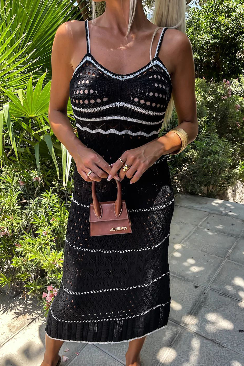 Vestidos sexys con escote en V y tirantes en contraste