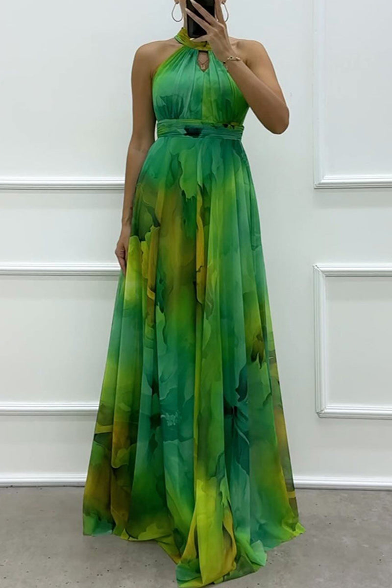 Vestidos de noche sexys con escote halter, encaje y contraste en degradado (3 colores)