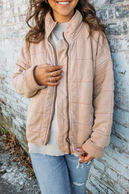 Prendas de abrigo informales de cuello mandarín con cremallera y retazos para uso diario (8 colores)