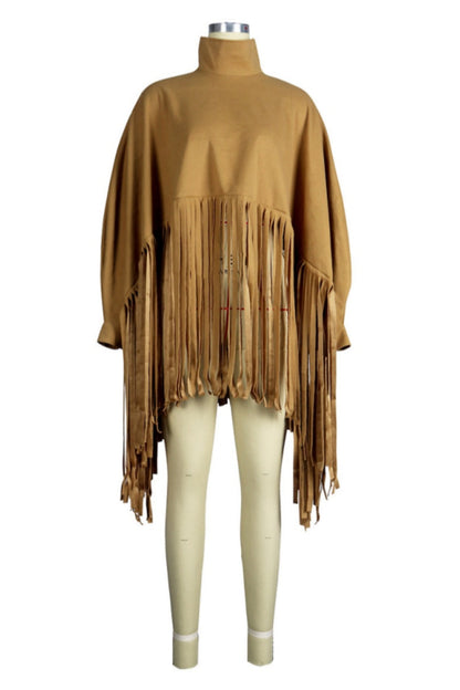 Casual Solid Color Fringed Trim Turtleneck Tops(6 Colors)