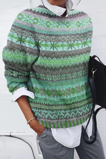 Blusa informal con cuello redondo y rayas en contraste (5 colores)