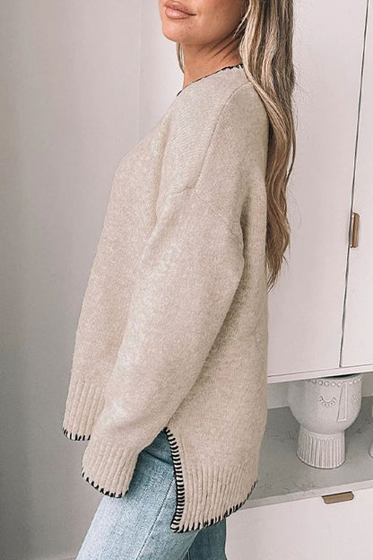 Suéteres casuales de cuello redondo con contraste y patchwork para uso diario (3 colores)