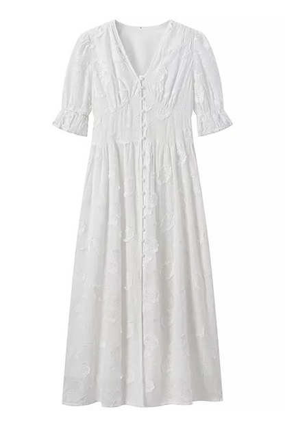 Vestidos casuales de vacaciones con escote en V y hebilla de jacquard