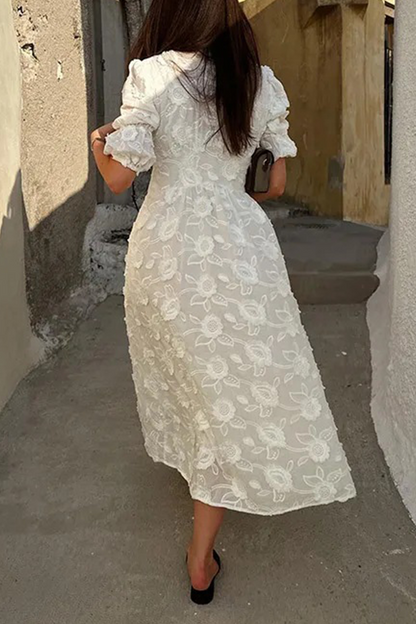 Vestidos casuales de vacaciones con escote en V y hebilla de jacquard