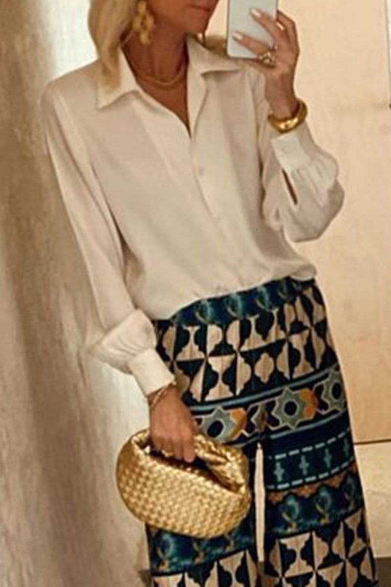 Blusas casuales con botones y cuello vuelto