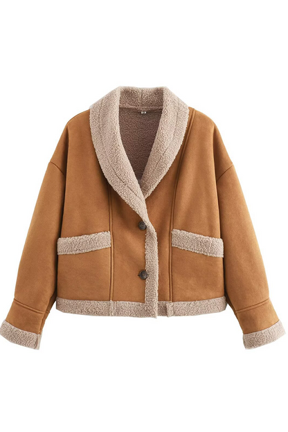 Prendas de abrigo informales de cuello vuelto con botones y bolsillos para uso diario