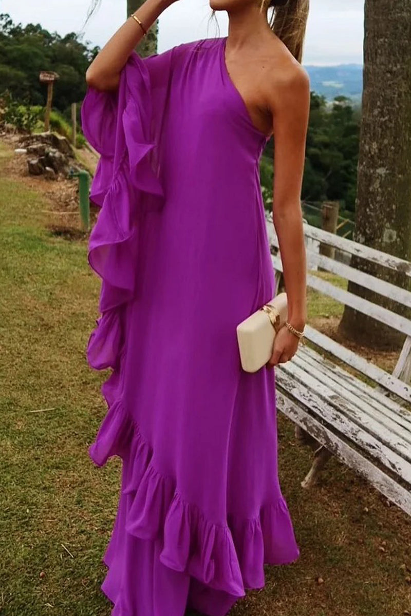 Vestidos sexis irregulares con volantes y hombros caídos