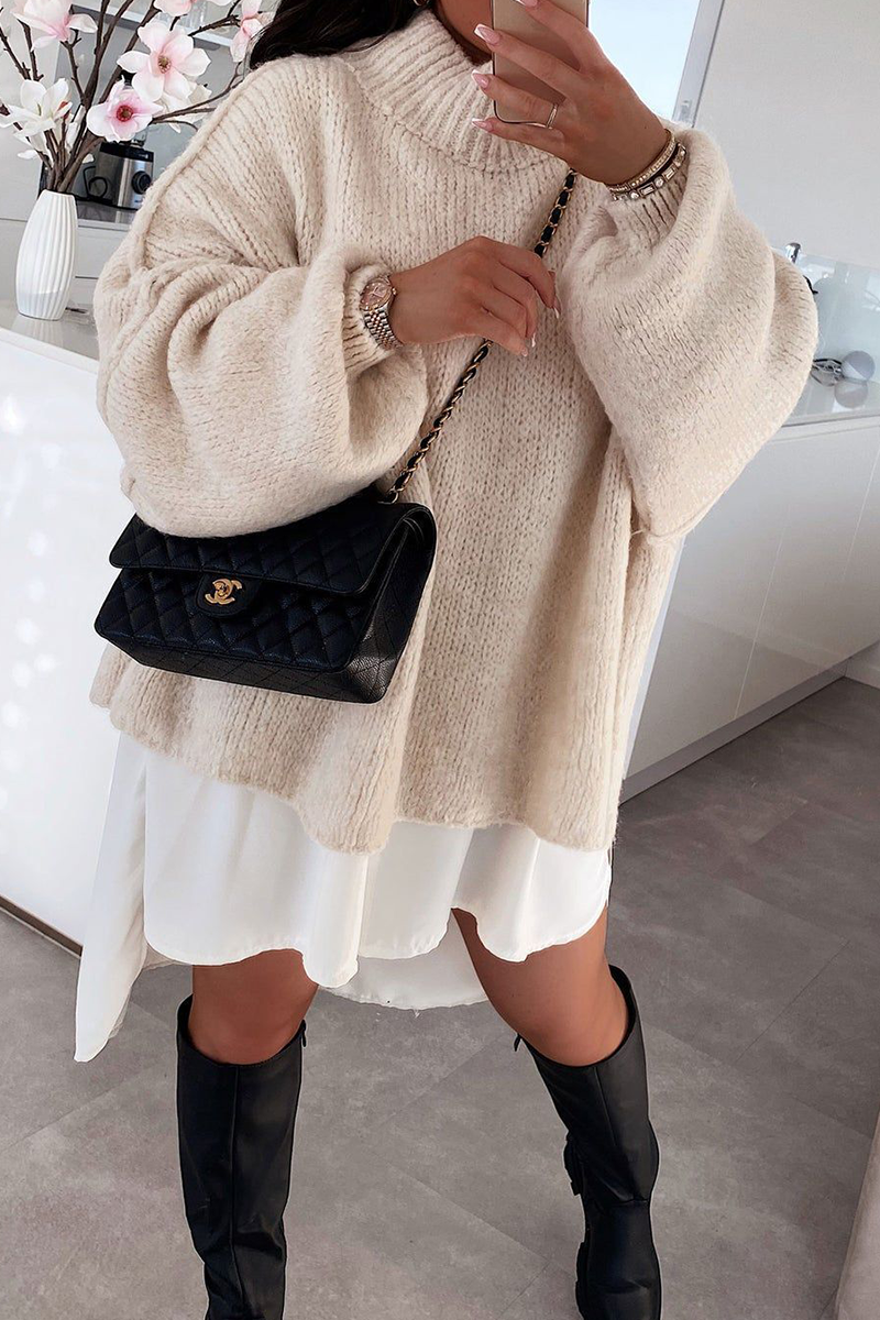 Suéteres casuales de cuello alto con tejido patchwork para uso diario (5 colores)