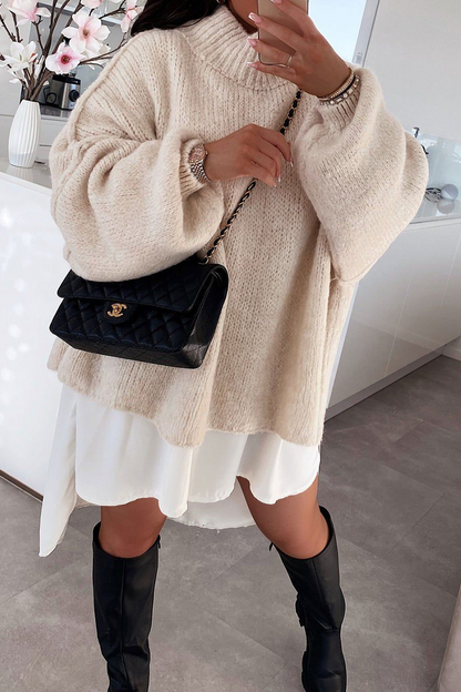 Suéteres casuales de cuello alto con tejido patchwork para uso diario (5 colores)