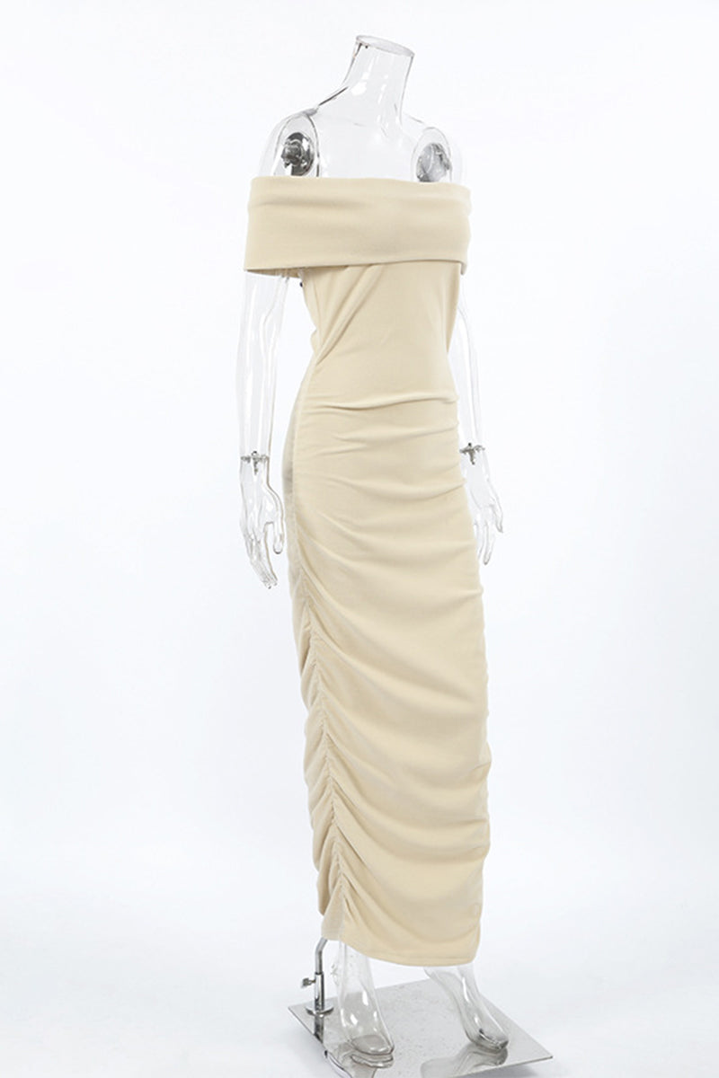 Vestidos sexys de falda de un solo paso con hombros descubiertos y fruncidos