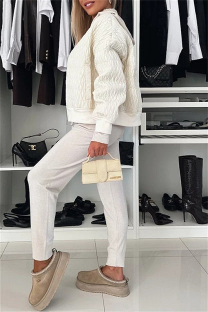 Prendas de abrigo informales de cuello mandarín con cremallera de color liso (4 colores)