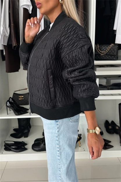 Prendas de abrigo informales de cuello mandarín con cremallera de color liso (4 colores)