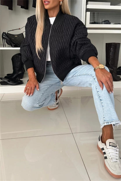 Prendas de abrigo informales de cuello mandarín con cremallera de color liso (4 colores)