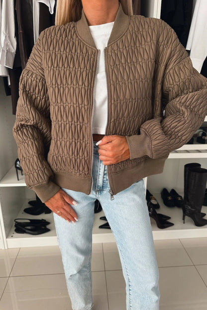 Prendas de abrigo informales de cuello mandarín con cremallera de color liso (4 colores)