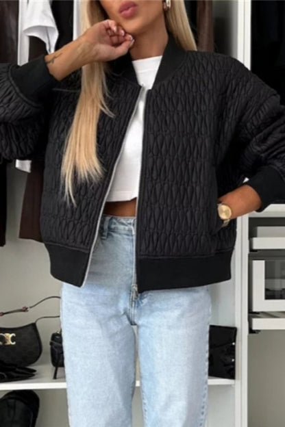 Prendas de abrigo informales de cuello mandarín con cremallera de color liso (4 colores)