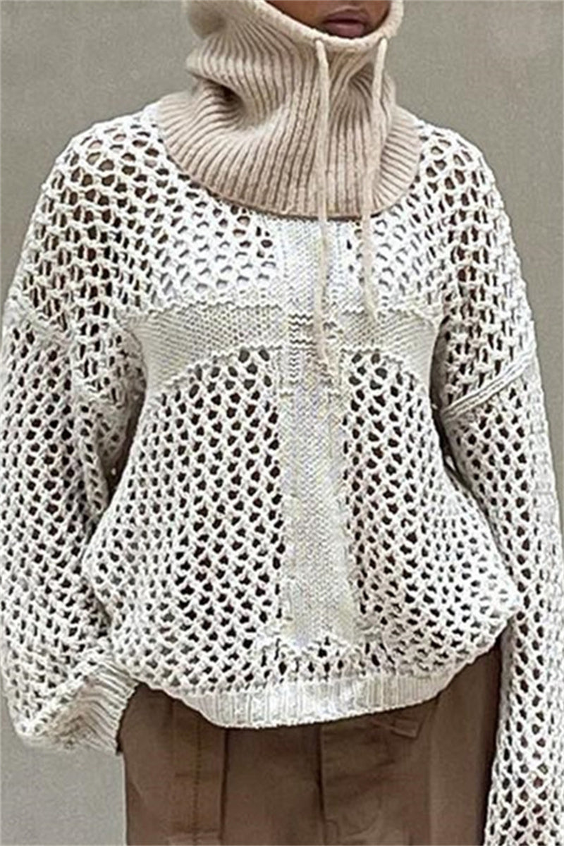 Tops casuales de cuello redondo calados de color sólido (5 colores)