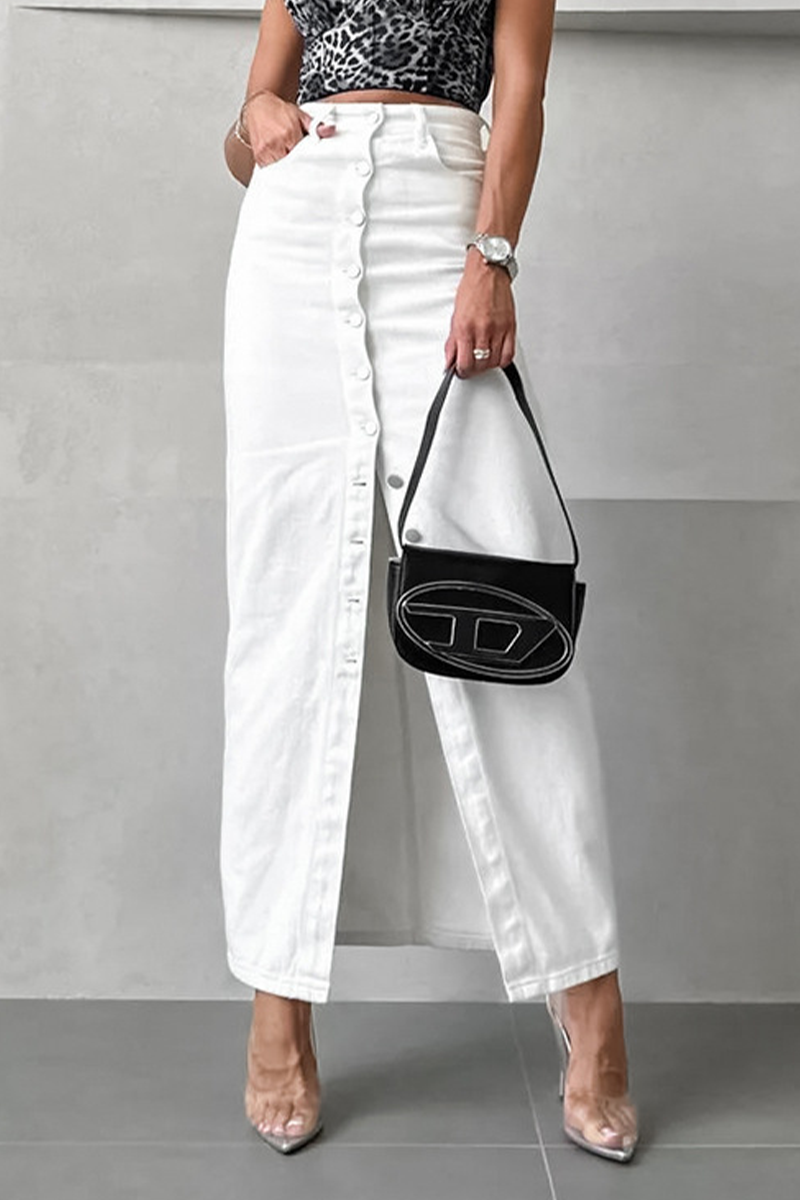 Pantalones rectos de cintura alta con hebilla de bolsillo para uso diario informal